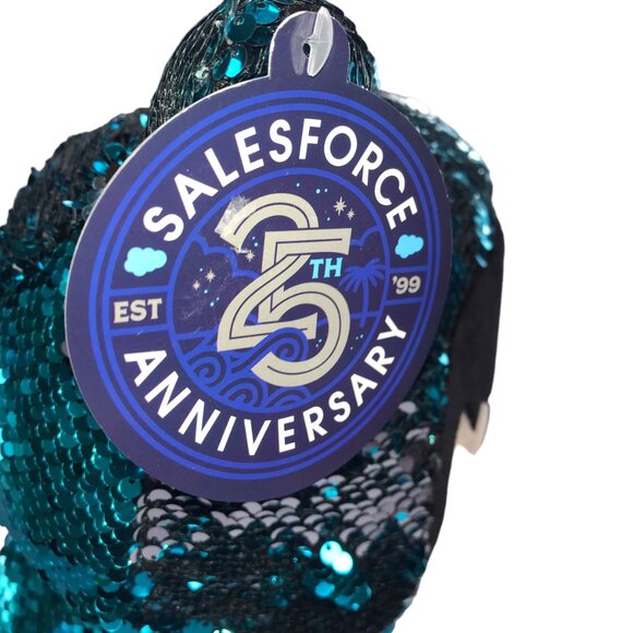 New SALESFORCE ANNIVERSARY Sequin Plush Doll, Astro, Blue / Silver.  Large.  16" - Picture 12 of 14